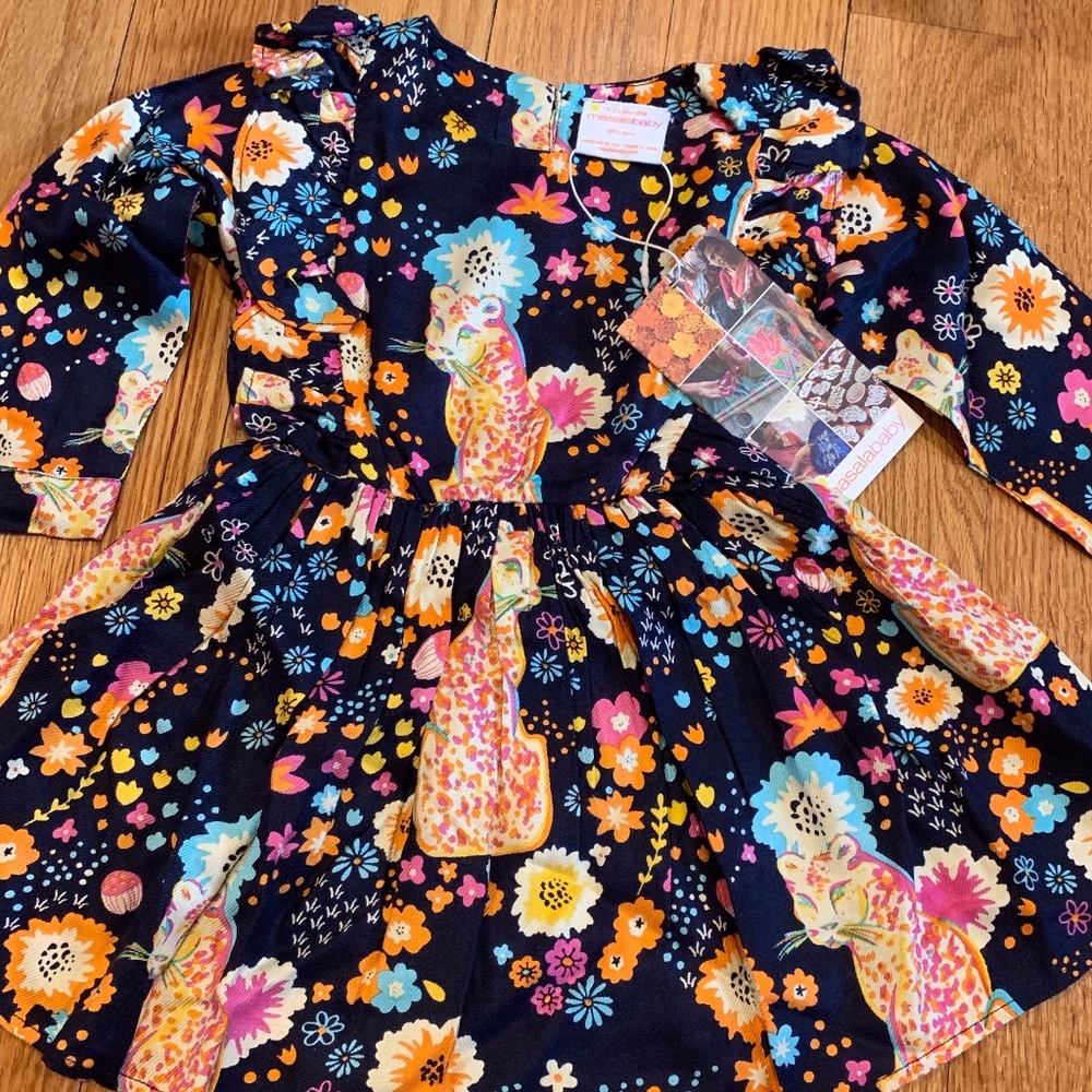 Masala Baby Cheetah Floral Ruffle Dress